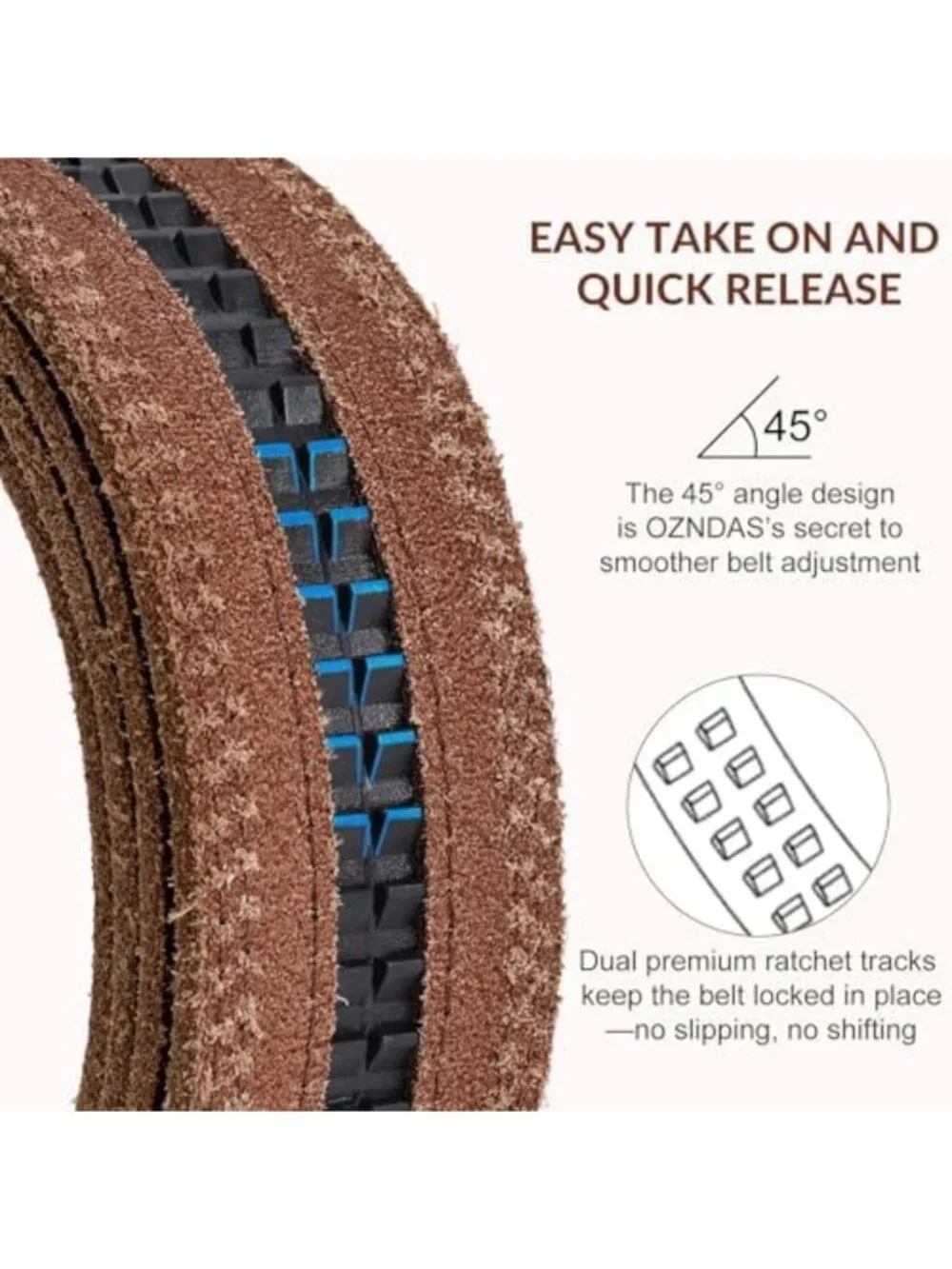 Genuine Leather Ratchet Belt for Men - Stylish Dress Belt, Adjustable Fit